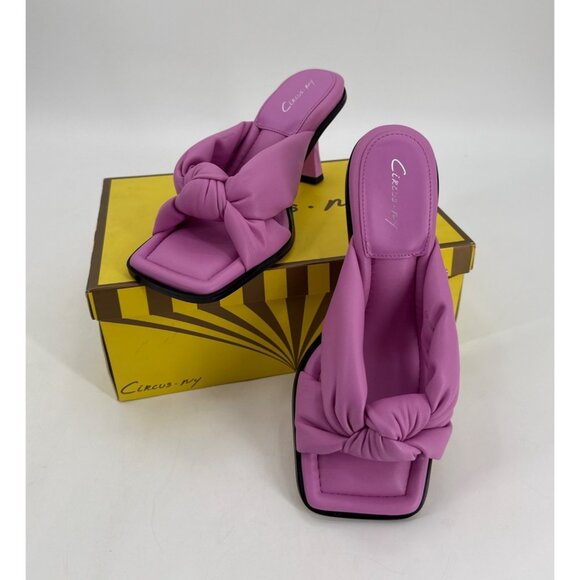 Circus Ny Sam Edelman Heeled Sandals Sim Fiji Flower Bow Pink Us 9 Slip On - Picture 1 of 10
